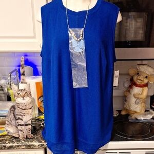 f Alyx Blue Sleeveless Stretch Lined Plus Size Top 2X. NWT
